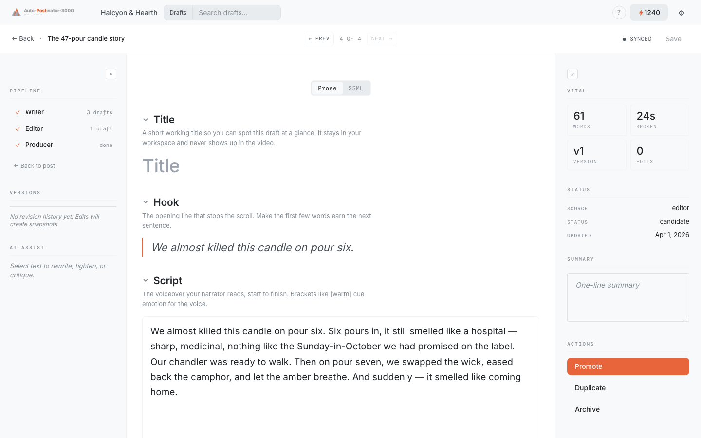 Editor Stage — Draft Review